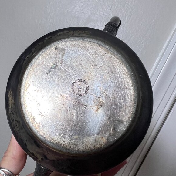 Antique Colonial Silver Company Quadruple Plate Victorian Etched Bee Floral Bowl - Picture 7 of 11